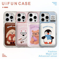 Ốp điện thoại di động Penguin Bear Bunny cao cấp Tương thích cho iPhone 16 15 14 13 Pro Max iPhone15 Ốp lưng chống sốc IMD Shell