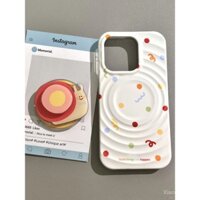 Ốp điện thoại dùng cho iPhone X XS XR 11 12 13 14 15 16 Pro max Plus chấm màu xoay ốc nhỏ Giá đỡ hút từ tính bao toàn bộ vỏ mềm chống rơi Vỏ bảo vệ vỏ ngoài GT84