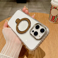 Ốp điện thoại đứng từ tính kim loại cho iPhone 16 Pro Max, Apple 15 14 13 12, ốp bảo vệ trong suốt bằng acrylic chống rơi và mài mòn