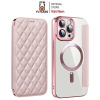 Ốp Điện Thoại FLYCASE Da Viền Dẻo Nắp Gập Từ Tính Kiểu Ví Sang Trọng Cho iPhone 11/11 12 13 14 15 Pro Max