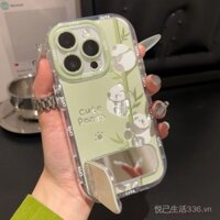 Ốp điện thoại Fresh Green Bamboo Panda 16Promax iPhone15Plus / 14 / 13 / 12mini Sợi lông vũ XE / SE