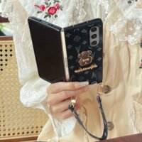 Ốp điện thoại gập bảo vệ sang trọng cao cấp cho Samsung Galaxy Z Fold 2 3 4 5 6 Vỏ sang trọng cho Z Fold6 Với dây buộc ngắn Vỏ bảo vệ chống sốc