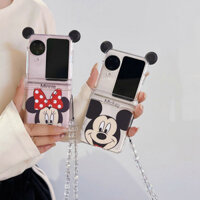 Ốp điện thoại gấp cho Oppo Find N2 N3 Flip Phim hoạt hình dễ thương Mickey Mini vòng tay Vỏ điện thoại TPU cứng