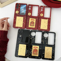 Ốp Điện Thoại Gấp Cho Oppo Find N2 N3 Flip Năm Mới Đỏ Đen Vàng Bạch Kim Thả Băng Dính Tấm Vàng Vỏ Điện Thoại tpu Cứng