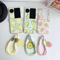 Ốp điện thoại gấp cho Oppo Find N2 N3 Flip Fruit Pattern Bracelet Vỏ điện thoại TPU cứng