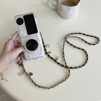 Ốp Điện Thoại Gấp Sang Trọng Cho OPPO Find N3 FLIP Find N2 FLIP Bìa Cứng Vỏ Bảo Vệ Có Dây Xích