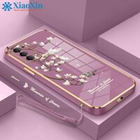 Ốp Điện Thoại gel silica Mềm Mạ Điện Họa Tiết Hoa Lan Trắng Cho oppo reno 4 reno 5 reno 4 pro