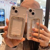 Ốp điện thoại giá đỡ cổ tay kim cương lấp lánh cho iPhone 15 14 13 12 11 Pro Max MiNi X XS XR 6S 7 8 Plus SE3 Ốp lưng silicon mềm trong suốt chống sốc