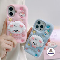 Ốp Điện Thoại Giá Đỡ Gấp Con Chó Con Dễ Thương Cho IPhone 11 15 16 Pro Max 12 14 13 Promax Khung Dày Chống Sốc Silicon Mềm Ốp lưng