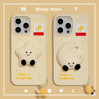 Ốp điện thoại giá đỡ mặt dây chuyền hình ngôi sao 3D dễ thương Tương thích cho iPhone 16 15 14 13 12 Pro Max iPhone15 Bảo vệ chống rơi Ốp lưng mềm bằng silicon