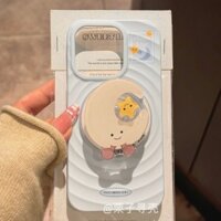 Ốp Điện Thoại Giá Đỡ Mặt Trăng Đáy Xanh Dễ Thương Thích Hợp Cho ihone15promax Apple 14pro Ốp Điện Thoại 13 Từ 12 / 15