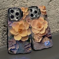 Ốp điện thoại giá đỡ tranh sơn dầu viền sóng phù hợp cho iPhone 16 16 Pro 16 Pro Max 15 Pro 15 Max 14 14PROMAX 13 12 Pro Max màu xanh chấm kim cương mềm vỏ điện thoại silicon