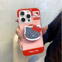 Ốp điện thoại giá đỡ từ tính Hello Kitty đáng yêu cho iPhone 16ProMax 15ProMax 13 14ProMax bìa cứng