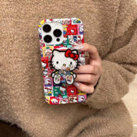 Ốp điện thoại giá đỡ từ tính Hello Kitty dễ thương cho iPhone 16ProMax 15ProMax 13 14PROMAX