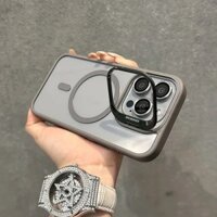 Ốp Điện Thoại Giá Đỡ Từ Tính Cho IPhone 11 12 Pro Max Ống Kính Kính Bảo Vệ Phim Trong Suốt Hỗ Trợ