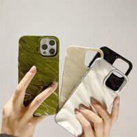 Ốp điện thoại gợn nước xếp li màu trơn cho Iphone 16 Promax 15 14 13promax 12 11 Promax Vỏ chống trượt ba chiều