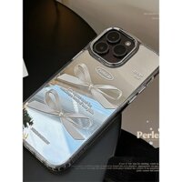 Ốp Điện Thoại Gương Nơ Ngọc Trai Ba Chiều Thích Hợp Cho iPhone16 15 14 Pro max 13 12 11 15plus Vỏ Bảo Vệ