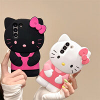 Ốp Điện Thoại Hello Kitty Hoạt Hình 3D Nơ Cho Samsung Galaxy S24 Ultra S23 Plus S22 S21 S20 FE Y2K Vỏ Silicon Mềm Chống Rơi