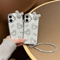 Ốp Điện Thoại HelloKitty Kim Cương Giả Lấp Lánh Cho IPhone 16 Pro Max IP 14 15 Promax 13 PM Ốp Lưng Dễ Thương Thời Trang Có Dây Treo Tay