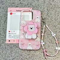 Ốp điện thoại hình chó con West Highland hoa hoạt hình, dây đeo tương thích với iPhone 15 Pro, 14, 13 Pro Max, 12, 11, XS, chống sốc, dễ thương EQJK