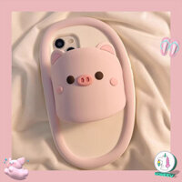 Ốp điện thoại hình chú heo đất hoạt hình 3D dễ thương cho iPhone 15 14 13 12 11 Pro Max Ốp lưng silicon mềm chống sốc