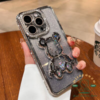 Ốp điện thoại hình gấu cát lún mạ kim cương iphone15 Pro max 14 13 12 11 xr xs max cho vỏ iPhone Vỏ mềm silicon TPU Vỏ bảo hiểm toàn diện chống sốc