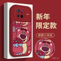 Ốp điện thoại hình gấu dâu cho Vivo X60, tương thích với X80 Pro, Fairy X27, Niche X50, chống sốc X90 Pro