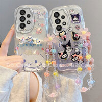 Ốp điện thoại hình gấu dâu Samsung Galaxy A23 LTE A33 A53 A73 A52s A52 4G 5G Phim hoạt hình sáng tạo mới Chú chó Quế Kurome Bunny ✷ ❈ Vỏ búp bê có dây buộc hoa 2024