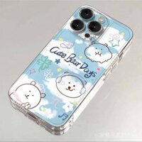 Ốp điện thoại hình gấu tự chế 16 Pro Max/15/14/13, ốp mềm cho iPhone 12, 11/XR