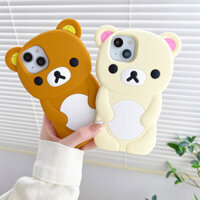 Ốp điện thoại hình gấu Rilakkuma hoạt hình 3D dễ thương cho iPhone 16 promax 15 14 13 12 11 Pro Max Xs XR 6 7 8 Plus SE Vỏ silicon mềm