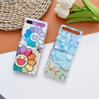 Ốp điện thoại hình hoa hướng dương màu xanh lam cho Samsung Galaxy Z Flip 5G Flip 1 2