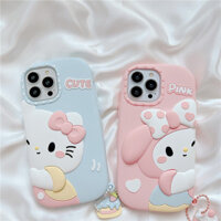 Ốp điện thoại hình mèo KT My Melody thay đổi khuôn mặt hoạt hình, tương thích với iPhone 15/14, 11, Apple 12/13 Pro Max, chống sốc