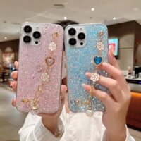 Ốp điện thoại hình xu hướng Thích hợp cho vỏ điện thoại Apple 14Pro 12 Love Gem Camellia Bracelet iPhone13Pro max Vỏ bảo vệ