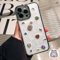 Ốp điện thoại họa tiết cát lún kim cương màu 3D cho IPhone 16 15 14 Plus 13 12 11 Pro Max Ốp lưng cứng lai chống rơi chống bụi bẩn