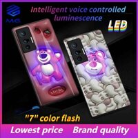 Ốp Điện Thoại Họa Tiết Gấu Và Dâu Tây Gắn Đèn LED Cho iPhone 14Promax 14plus 13Promax 12ProMax 7plus 8plus XR XS X XSMAX 11ProMax 11pro