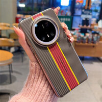 Ốp Điện Thoại Họa Tiết Sợi Carbon Cho HuaWei Mate 70 Pro Thời Trang Mạ Khung PC Bảo Vệ Mặt Sau Vỏ