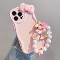 Ốp Điện Thoại Hoa Treo Nơ Màu Hồng 3d Cho Iphone 15 14 11 12 13 Pro Max X Xr Max Xs Max plus Candy Case
