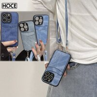 Ốp điện thoại HOCE vải denim có ngăn thẻ dây đeo chéo thích hợp cho iphone 11 12 13 14 15 pro max 15plus 14plus