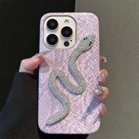 Ốp điện thoại in hình con rắn giả màu tím sang trọng cao cấp cho iPhone15 PRO MAX 14 PRO MAX 13 13PRO 13PROMAX 12PRO 12PROMAX 11 PRO MAX 11 XSMAX XS XR 7 8 PLUS