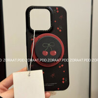 Ốp điện thoại iPhone Cherry từ tính retro Ins tương thích với 16 Pro Max/15/14/13/12