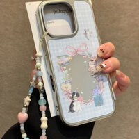 Ốp điện thoại iPhone hình chó con khắc gương dễ thương tương thích với 16/15/14 Pro Max/13/12