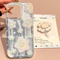 Ốp điện thoại iPhone hình mèo KT bốn lá cỏ ba lá INS tương thích với 16 Pro Max/15/14/13/12