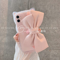 Ốp điện thoại iPhone kiểu dây đeo cổ tay nơ hồng thích hợp dùng 16/15/14/13promax/12/11