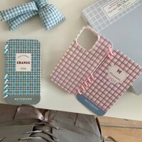 Ốp điện thoại iPhone16 kẻ sọc xanh hồng 12ProMAX / 13 / 14 / 15 / 15Pro / 15ProMAX Vỏ chống sốc