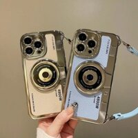 Ốp điện thoại kết cấu lychee mô hình mạ sáp độc đáo cho iPhone 14 13 15 16 12 11Pro Max 14 Plus có dây da ngăn rơi