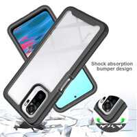 Ốp Điện Thoại Khung Thiết Kế 2 Trong 1 Xiaomi Redmi Note 10 Pro Max 5G / Note 10S / Note 9T / POCO M3 Mặt Trước Mặt Sau Bảo Vệ Toàn Diện TPU Mềm Silicon Edge Trong Suốt Ốp Lưng Cứng Chống Sốc