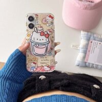 Ốp điện thoại khung từ tính Hello Kitty dễ thương tương thích với iPhone 16ProMax 15ProMax 14ProMax 13PROMAX bìa cứng