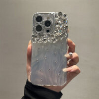 Ốp Điện Thoại Kim Cương Giả Lấp Lánh Thời Trang Cho IPhone 16 Pro Max IP 15 14 Plus 13 ProMax 11 12 Pro Max 16pm Mạ Vỏ Kim Cương Sáng Bóng