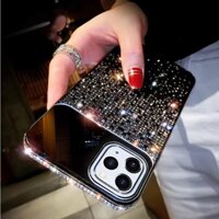 Ốp Điện Thoại Kim Cương Giả Lấp Lánh Bling Cho iPhone 15 Pro Max 14 Plus 13 12 11 Pro Xs Max Xr Gương Mạ Điện Ống Kính Máy Ảnh Bìa Cứng