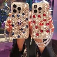 Ốp Điện Thoại Kim Cương Giả Lấp Lánh Thời Trang Cho IPhone 16 Pro Max 16e SE4 IP 15 Pro Max 14 Plus 13 Promax 11 Prm 12 PM Vỏ Kim Cương Lấp Lánh Có Dây Xích Tay